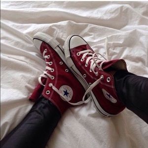 maroon high top converse